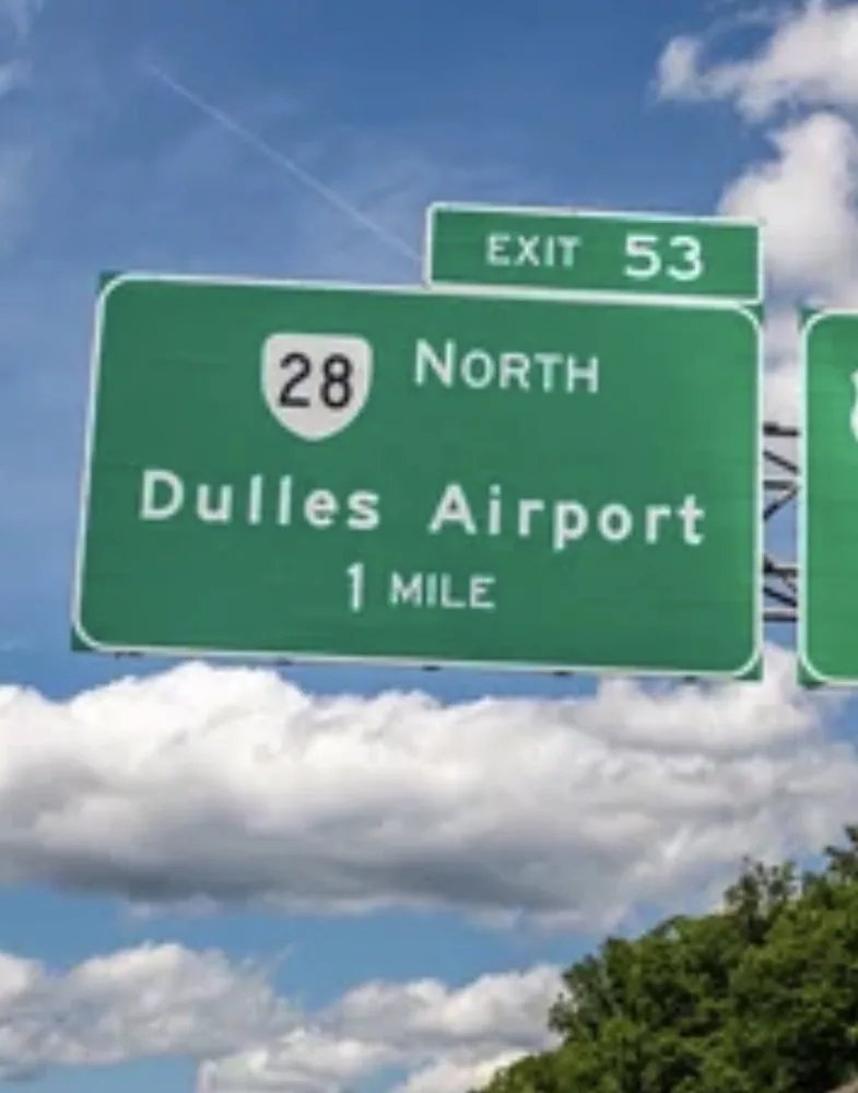 Dulles Airport highway exit sign