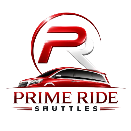 Prime Ride Shuttles - red PR emblem logo with car