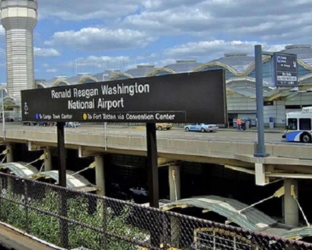 Reagan National Airport sign in Washington DC